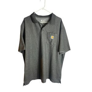 Carhartt Loose Fit Polo Shirt 2XL Heather Gray Pocket TK6685-M Workwear Durable
